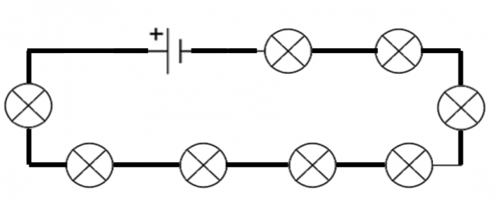 resistance in a circuit of Christmas tree lights